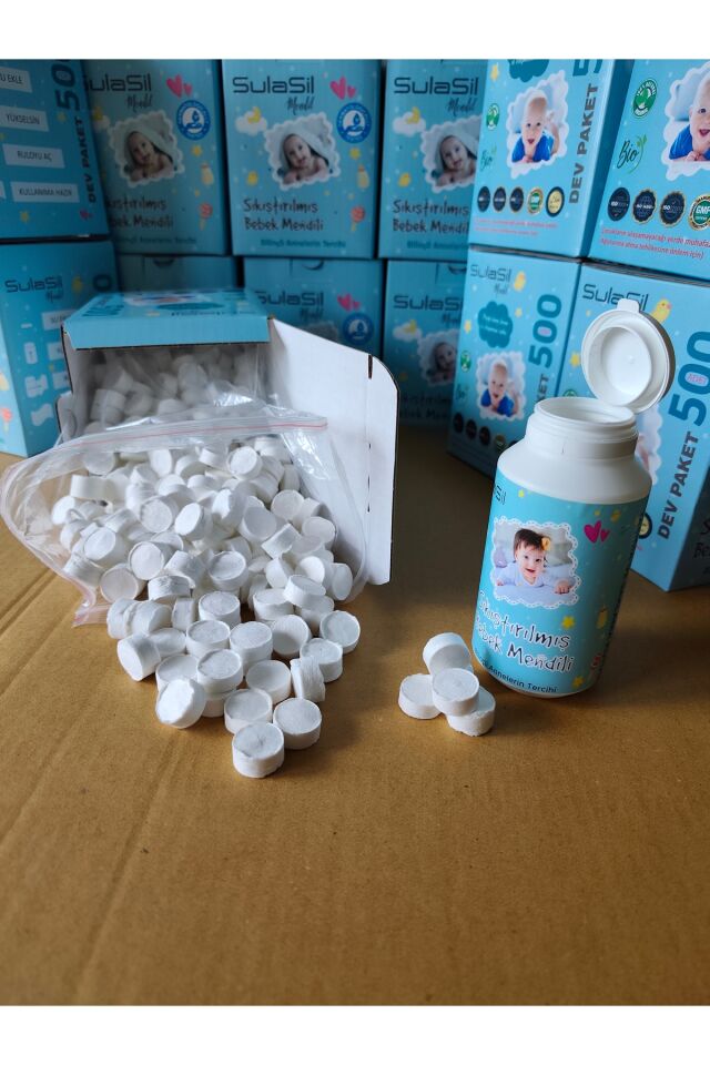 Sıkıştırılmış Bebek Mendili 500 adet ve Taşıma Kutusu